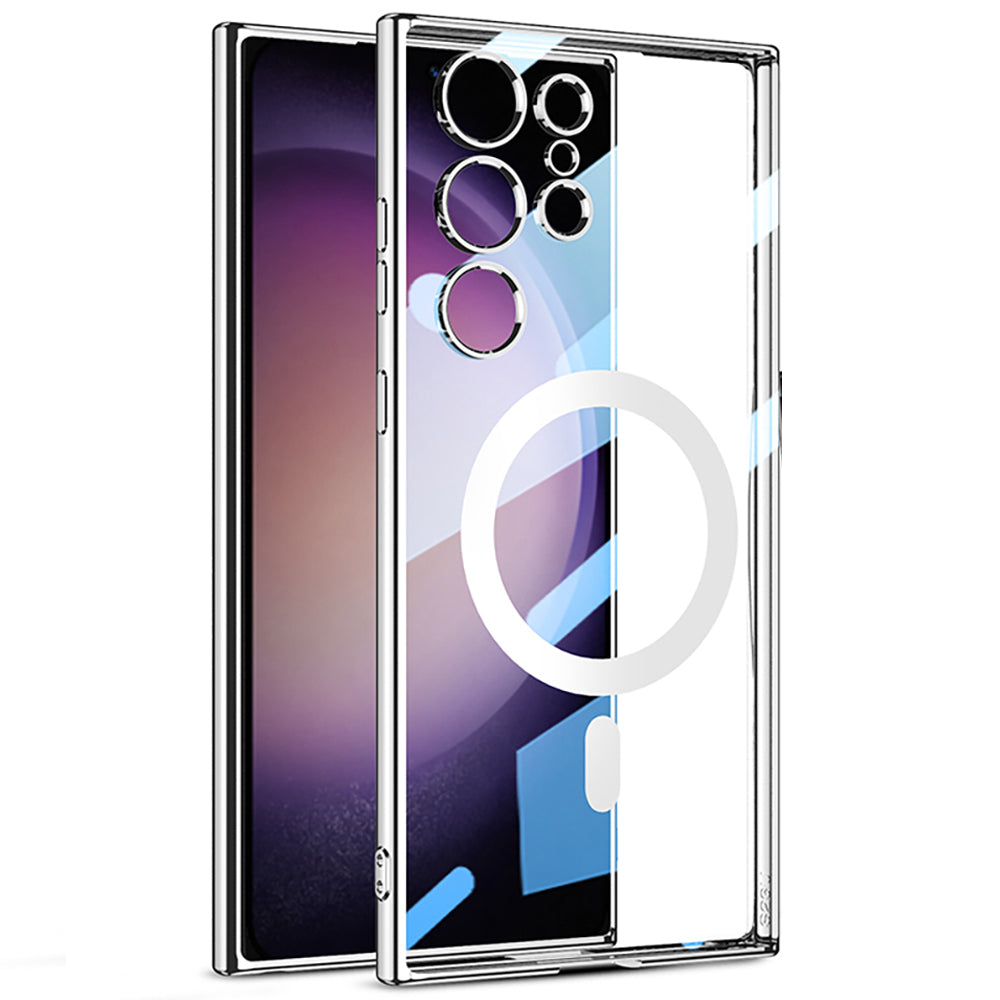 GKK For Samsung Galaxy S23 Ultra Electroplating TPU Case Transparent Magnetic Phone Cover Compatible with MagSafe GKK For Samsung Galaxy S23 Ultra Electroplating TPU Case Transparent Magnetic Phone Cover Compatible with MagSafe